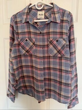Mudd Plaid Shirt in Blue, Burgundy and Cream